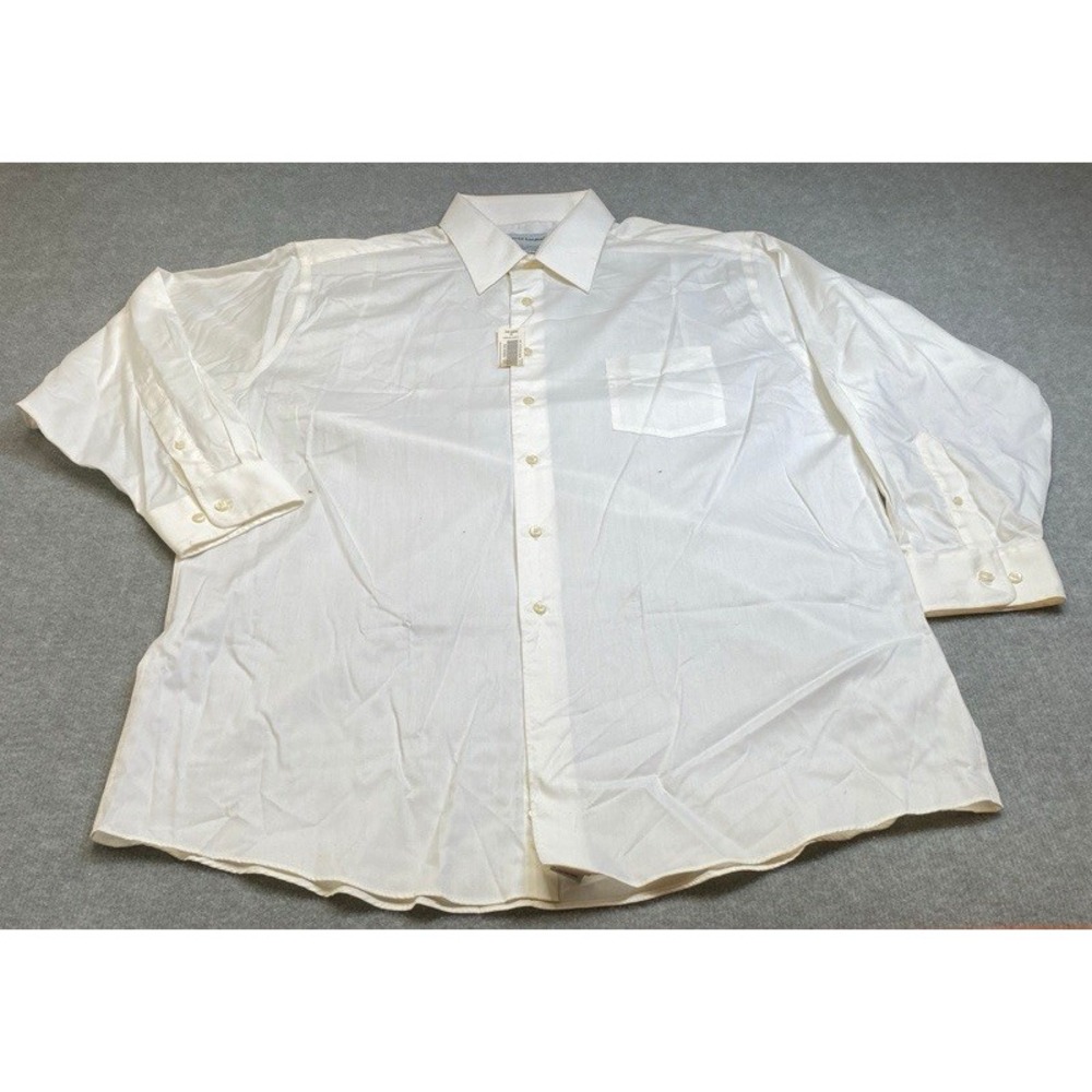 David Taylor Dress Shirt Men XL White Wrinkle Free Stain Free Long Sleeve